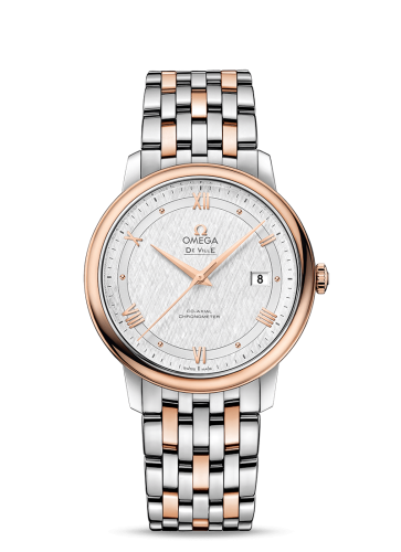 Omega De Ville Prestige Co-Axial 39.5 Stainless Steel / Red Gold / Vintage Silk Silver / Bracelet